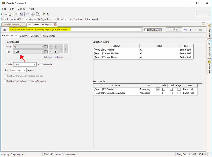 Step 16. Print an Open Purchase Order Report