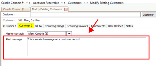 How do I add an alert message to a customer?